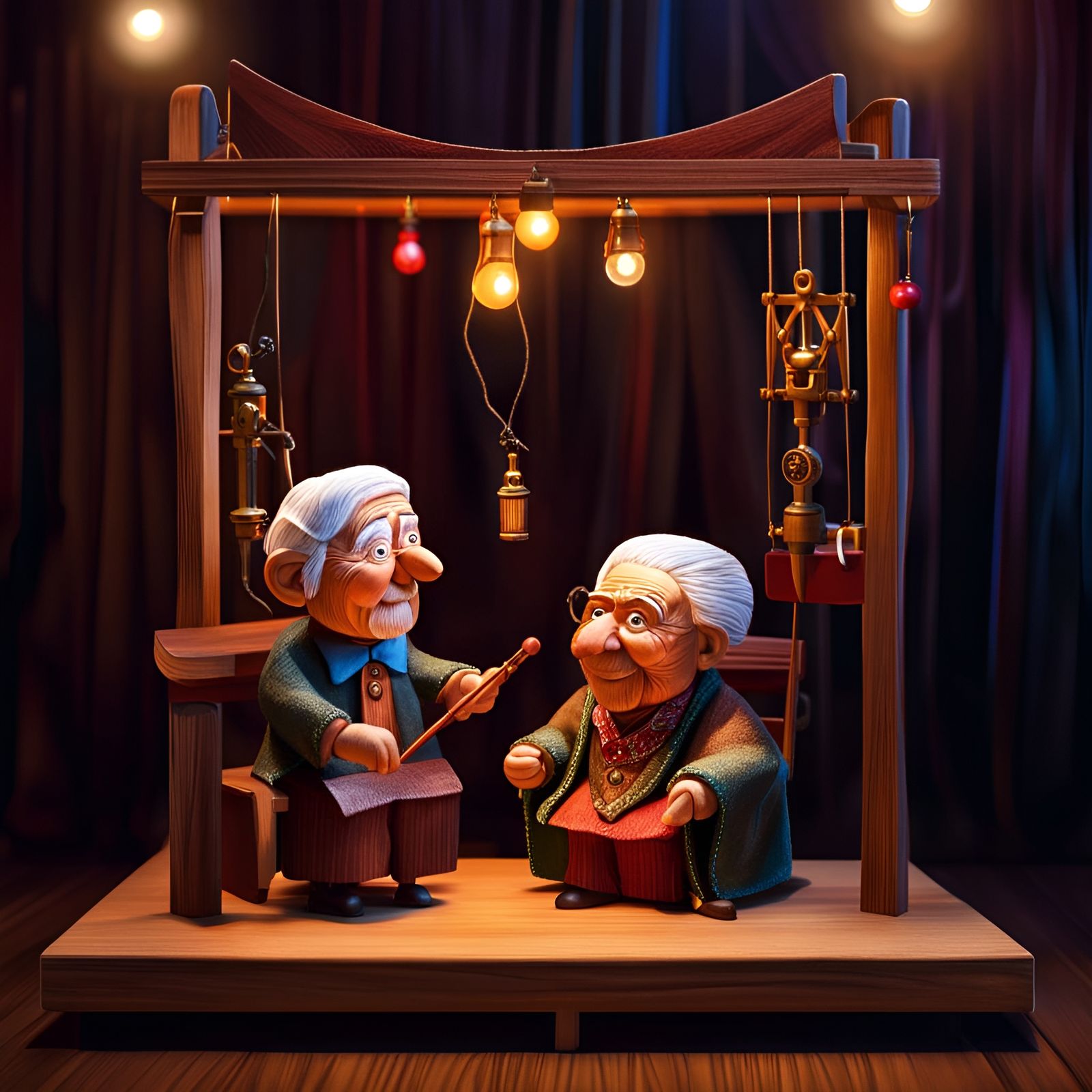 Hyperrealistic Wooden Marionettes Perform on Stage