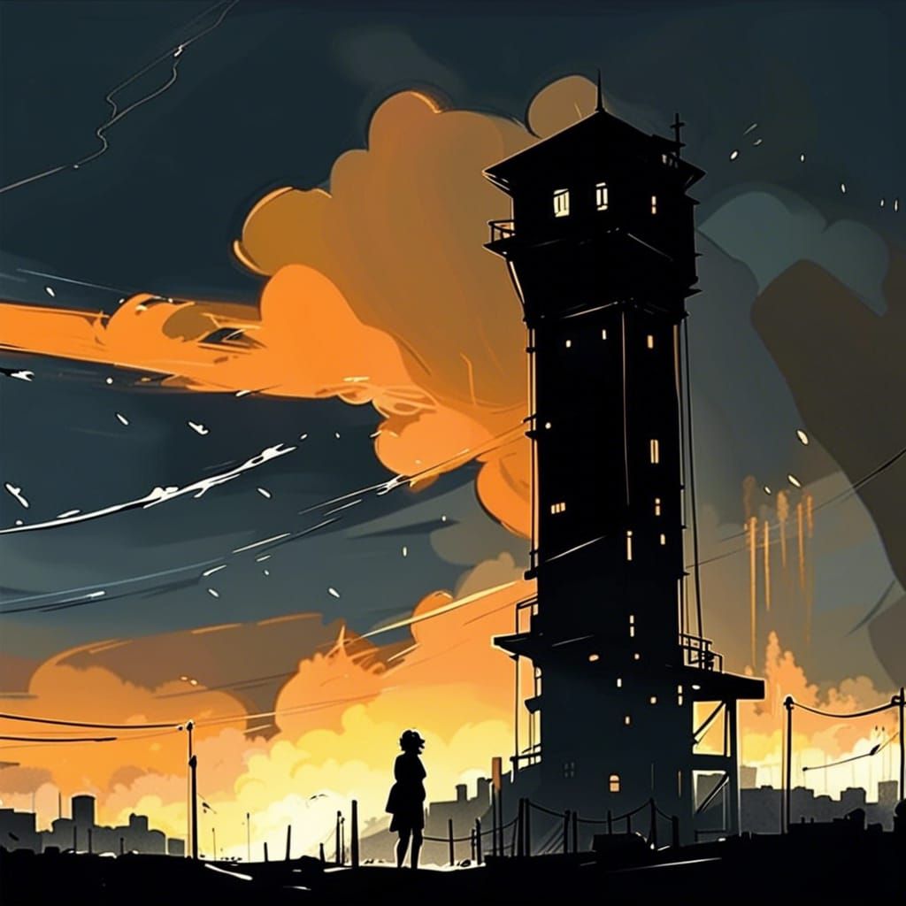 Dramatic Cityscape Under Thunderous Clouds