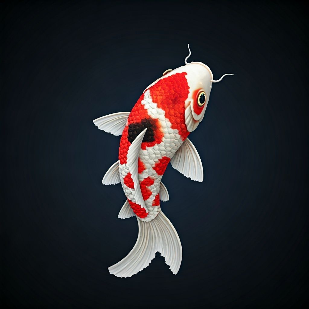 Koi Fish Sculpture Made of Cheerleader Pom Poms