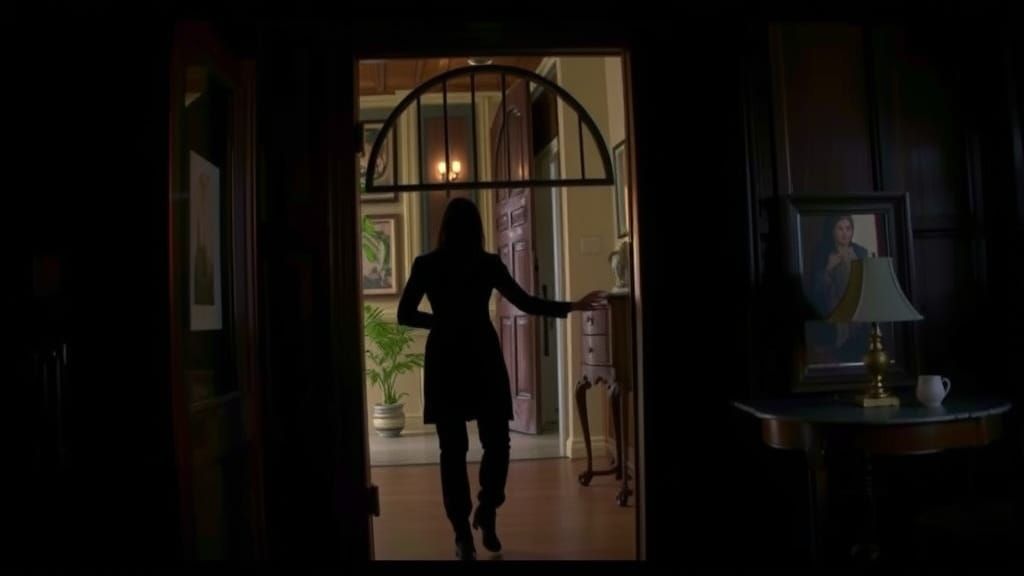 Elegant Solitude in a Dimly Lit Interior