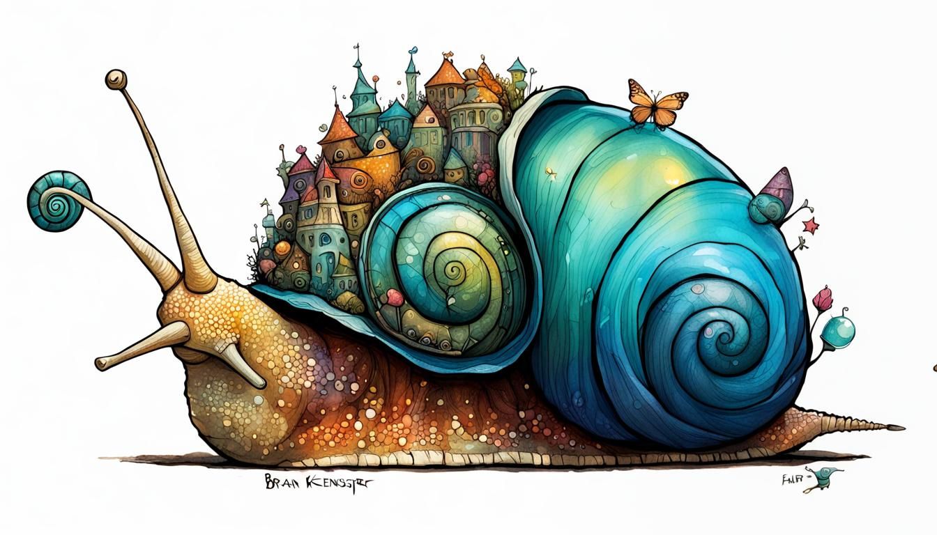 Bioluminescent Snail Fairy in Surrealist Style