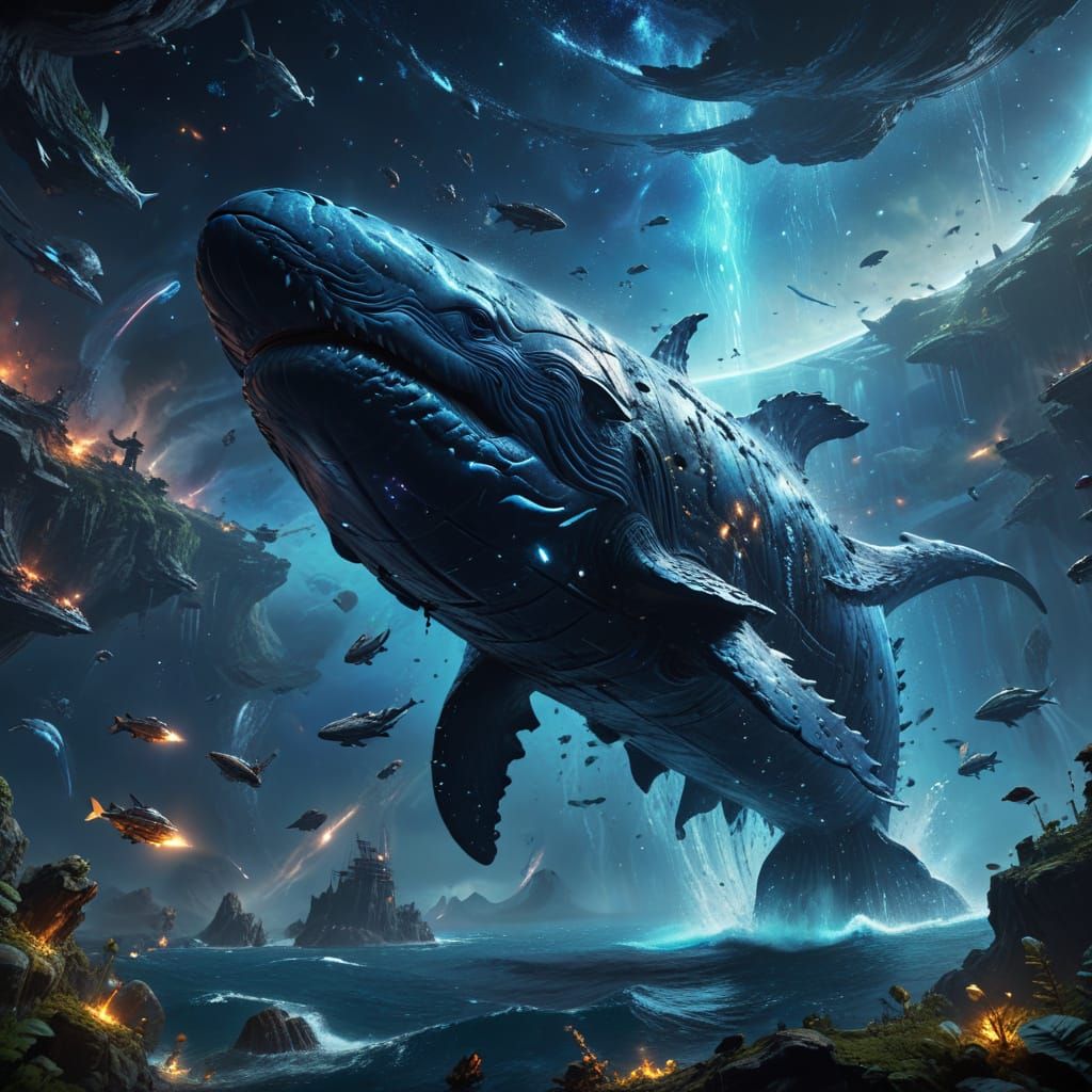 Surreal Space Whale Soars in Deep Space