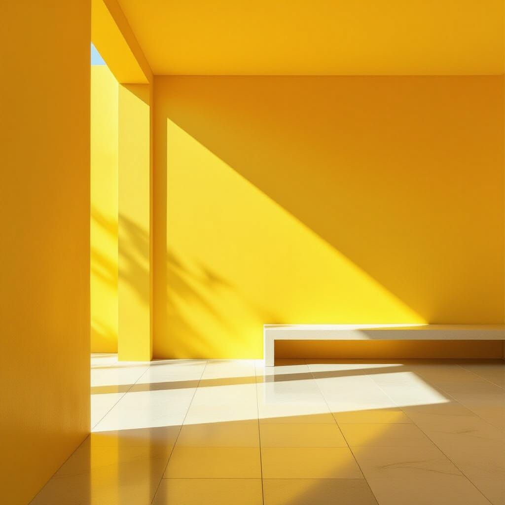 Minimalist Yellow Wall Interior with Natural Light
