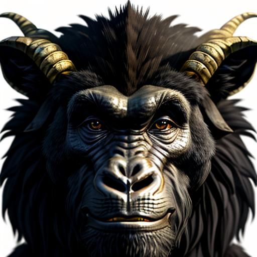 Elegant Goat-Gorilla Hybrid Animal Art