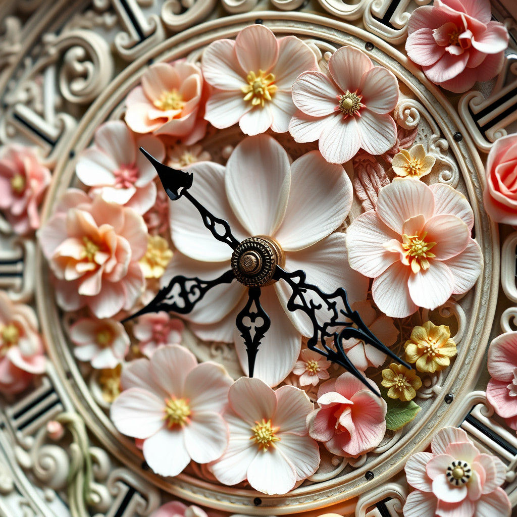 Whimsical Floral Clock in Pastel Hues