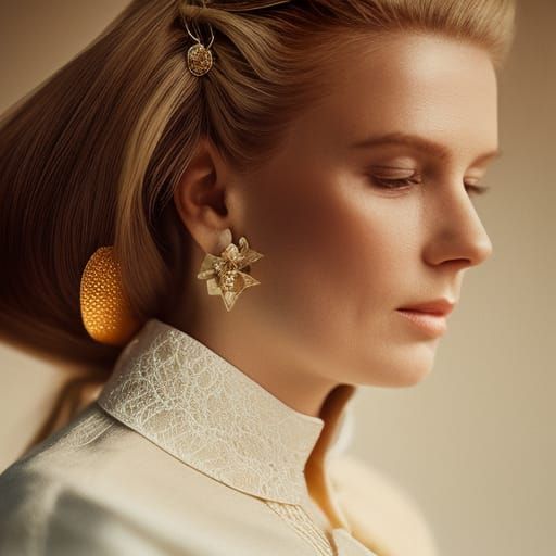 Hyperrealistic Portrait of Woman with Golden Hour Lighting