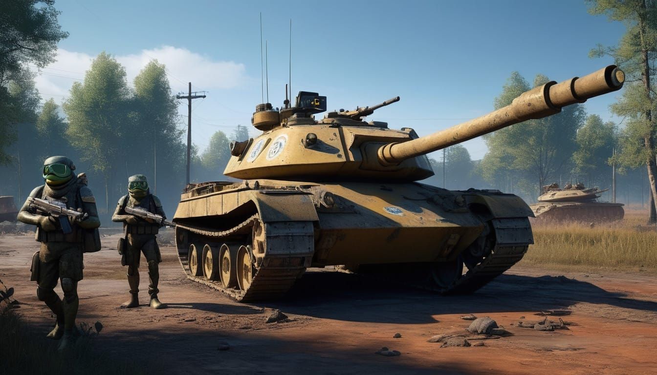 Battle-Ready Frogs Stand Guard Beside Swedish Tank in War-To...