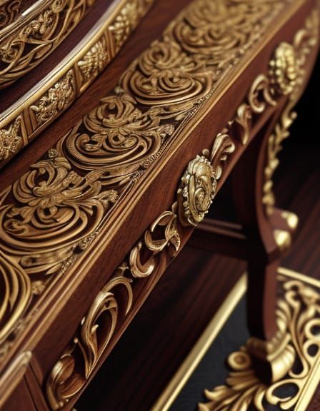 Baroque Wooden Chair Masterpiece with Intricate Carvings