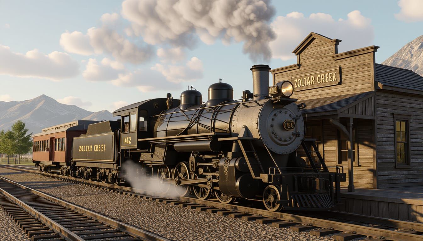 Vintage Steam Locomotive 1462 at Zoltar Creek Station