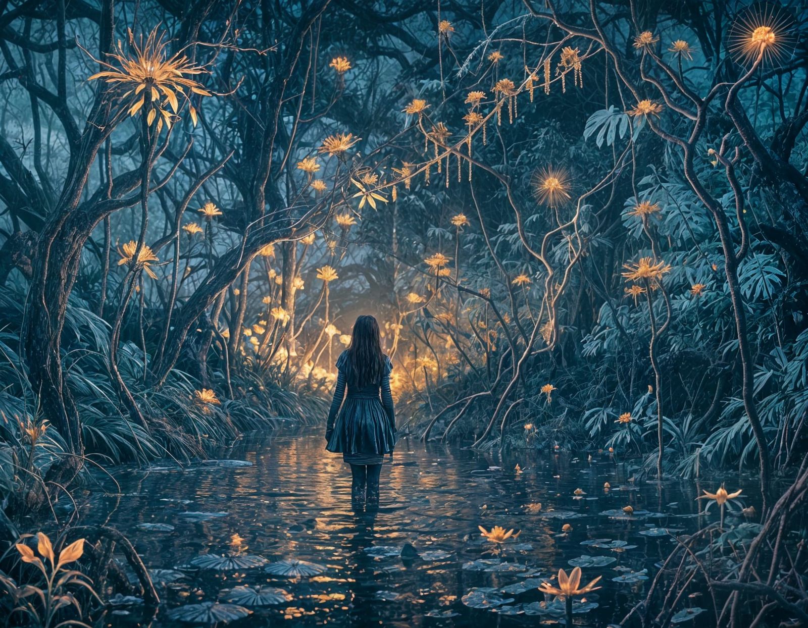 Surreal Swamp Dream with Bioluminescent Slime