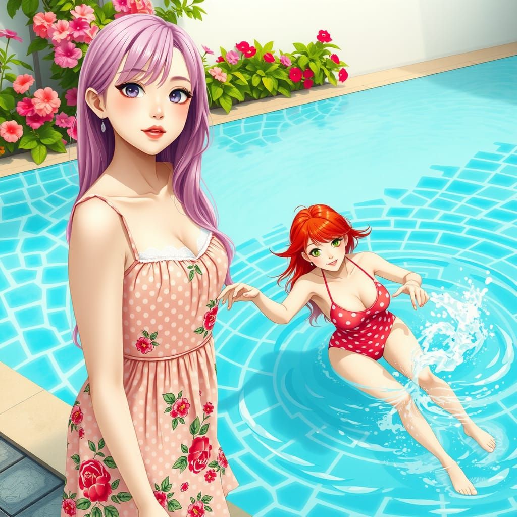 Polka Dot Summer Day at the Pool