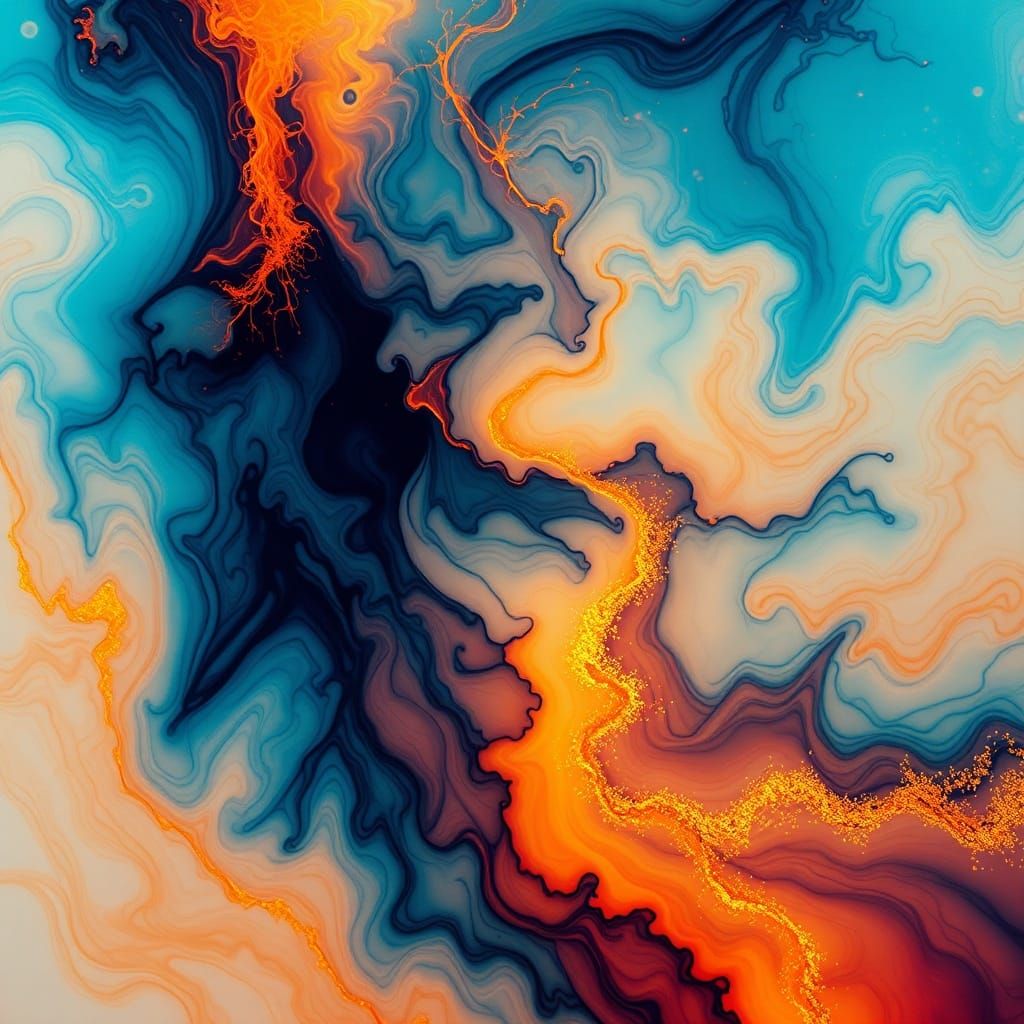 Ethereal Ink Landscapes in Crystal Water