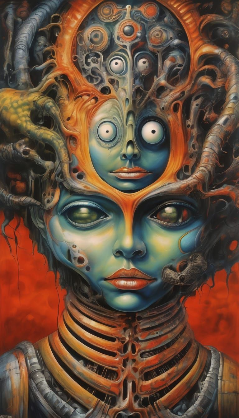 Surreal Psychedelic Art Poster in Deep Color