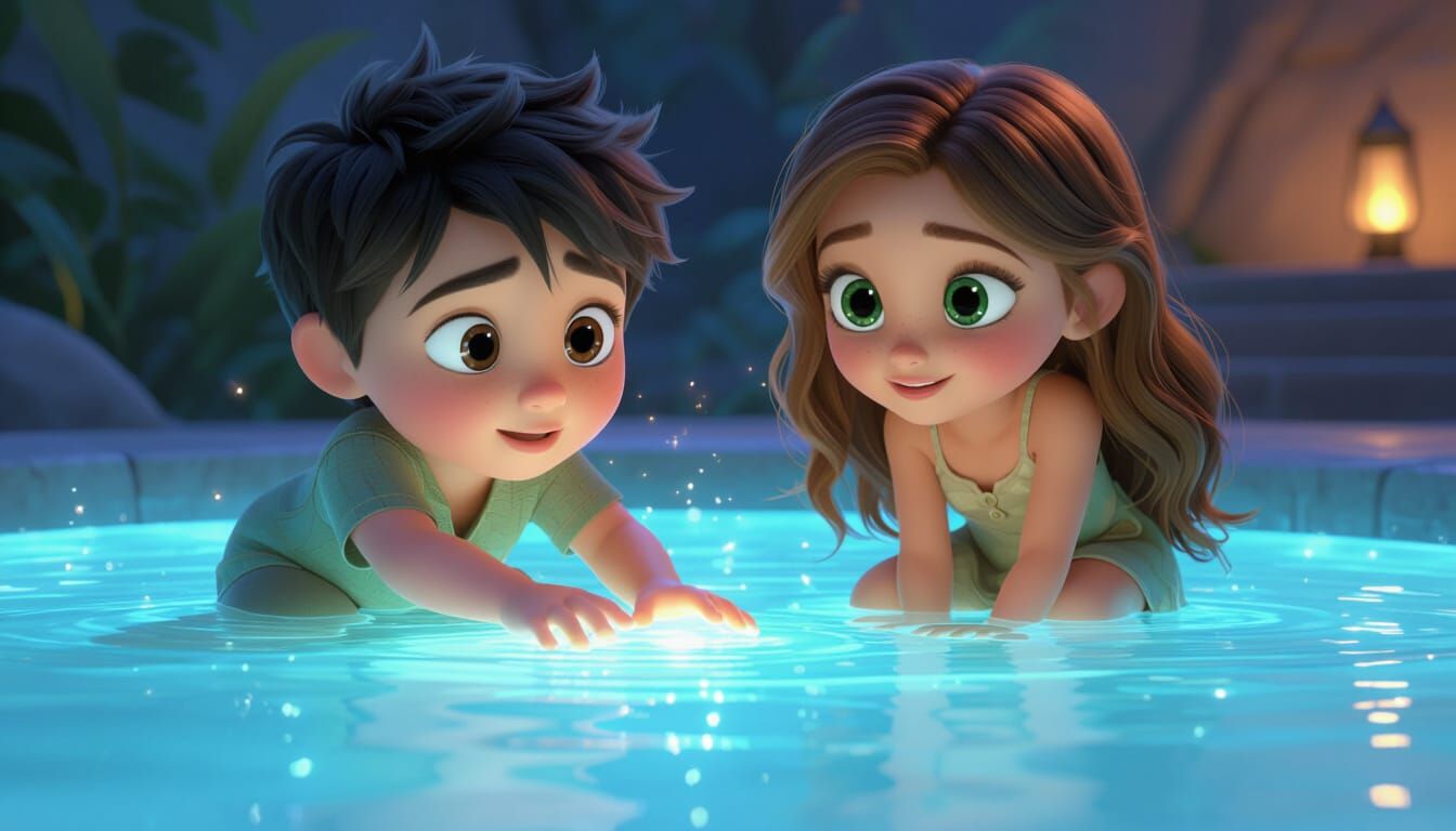 Young Zane Touches Glowing Water: 3D Disney Pixar