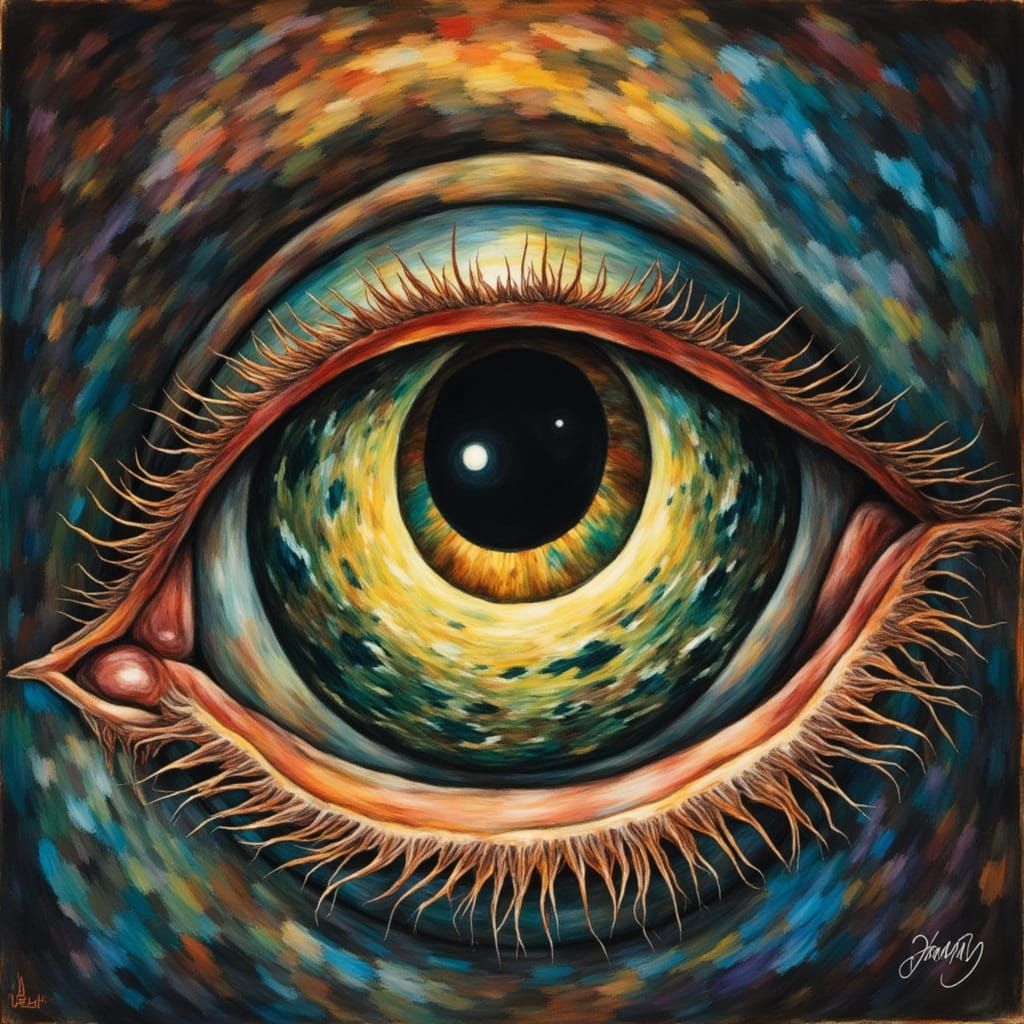 Eye Reflecting Alien World in Surreal Style