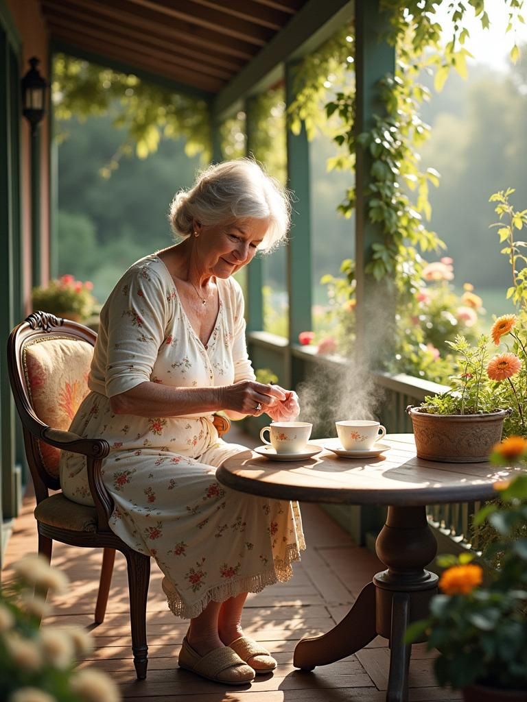 Cozy Tea Scene in a Painterly Style