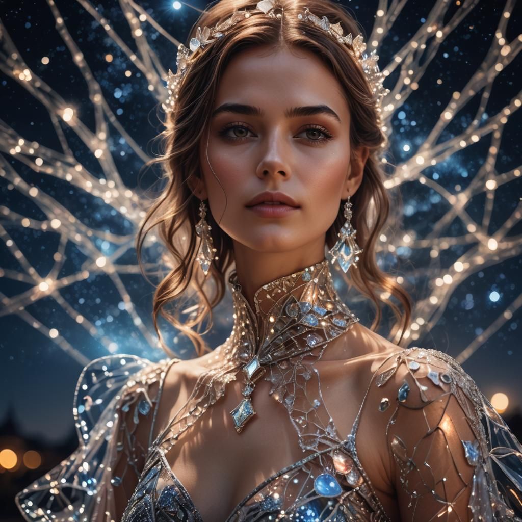 Woman in Transparent Glass Dress Portrait