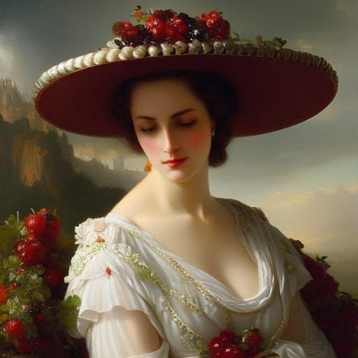 Woman with Cake Hat: Baroque Concept Art