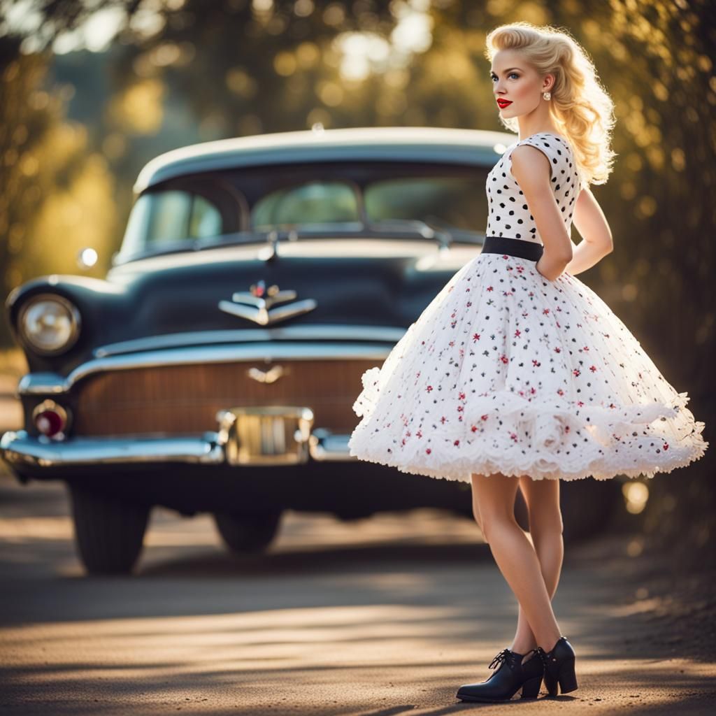 Blonde in Rockabilly Dress, Professional Photography