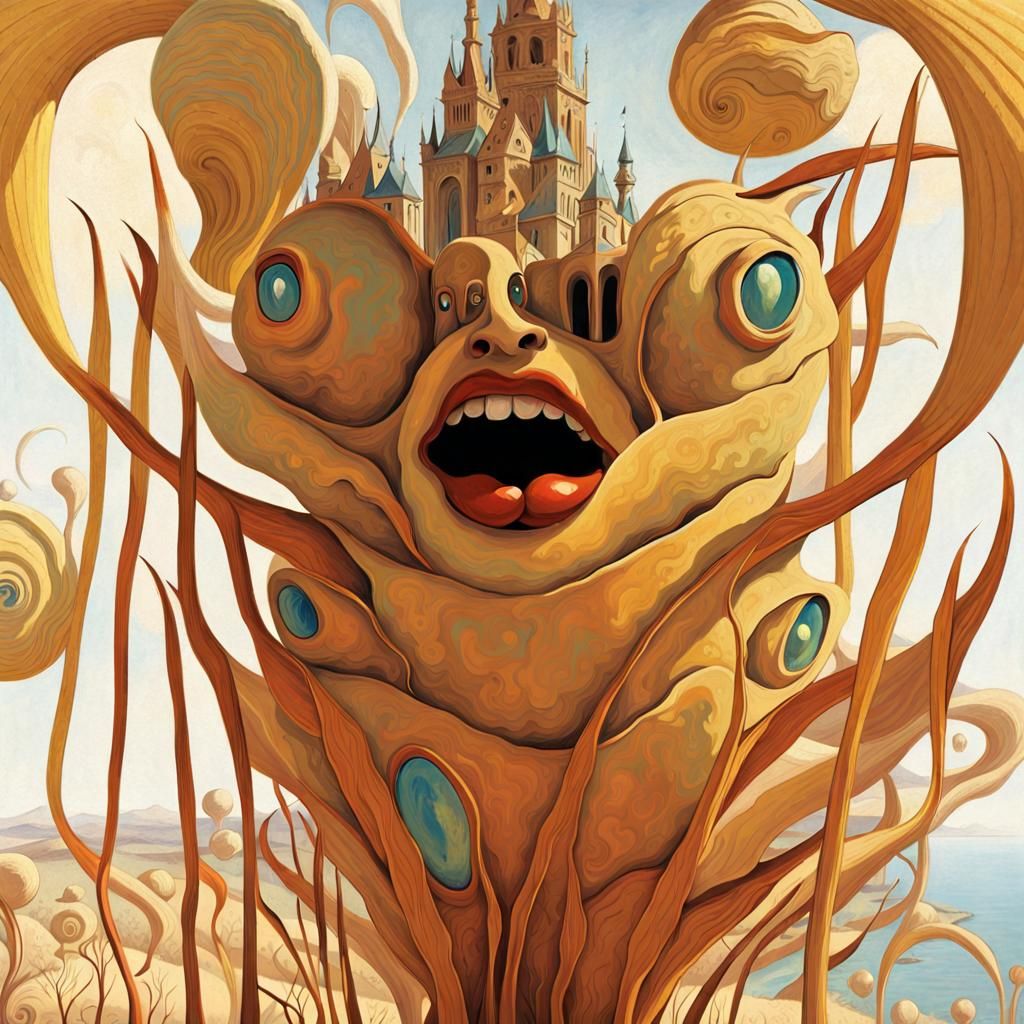 Surreal Abstract Art: Sentient Grain Plants in Sunshine