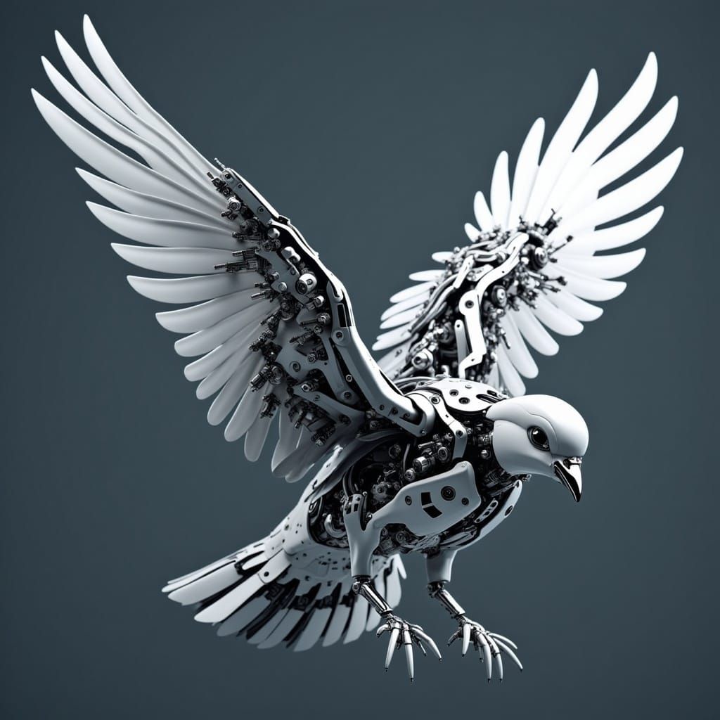 Cybernetic Pigeon Soaring with Mechanical Wings