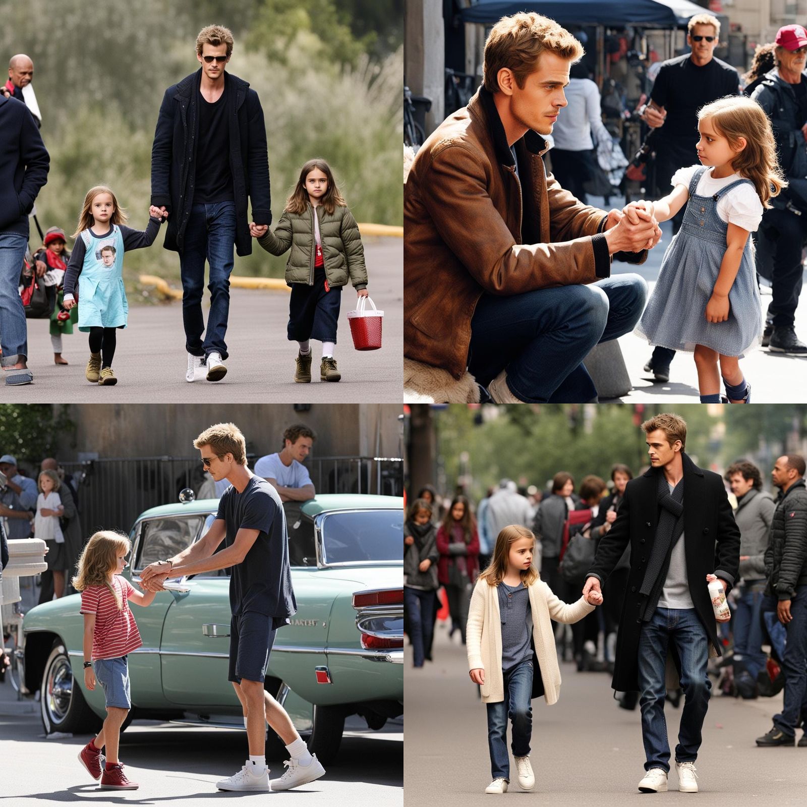 Hayden Christensen Holding a Little Girl's Hand