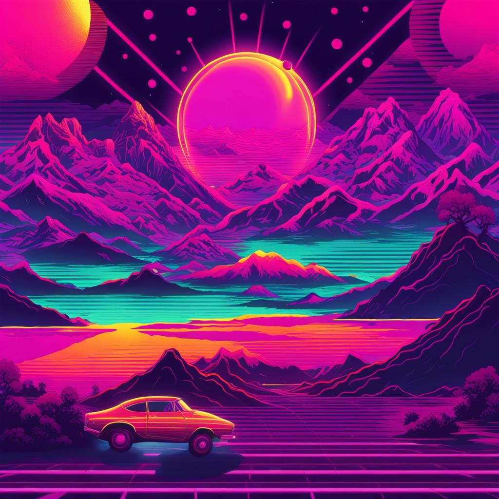 Psychedelic Neon Synthwave Dreamscape