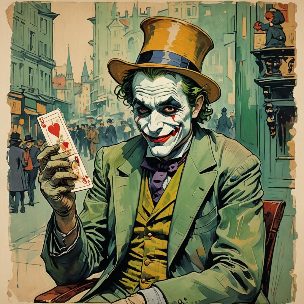 Joker Card in Toulouse-Lautrec Style