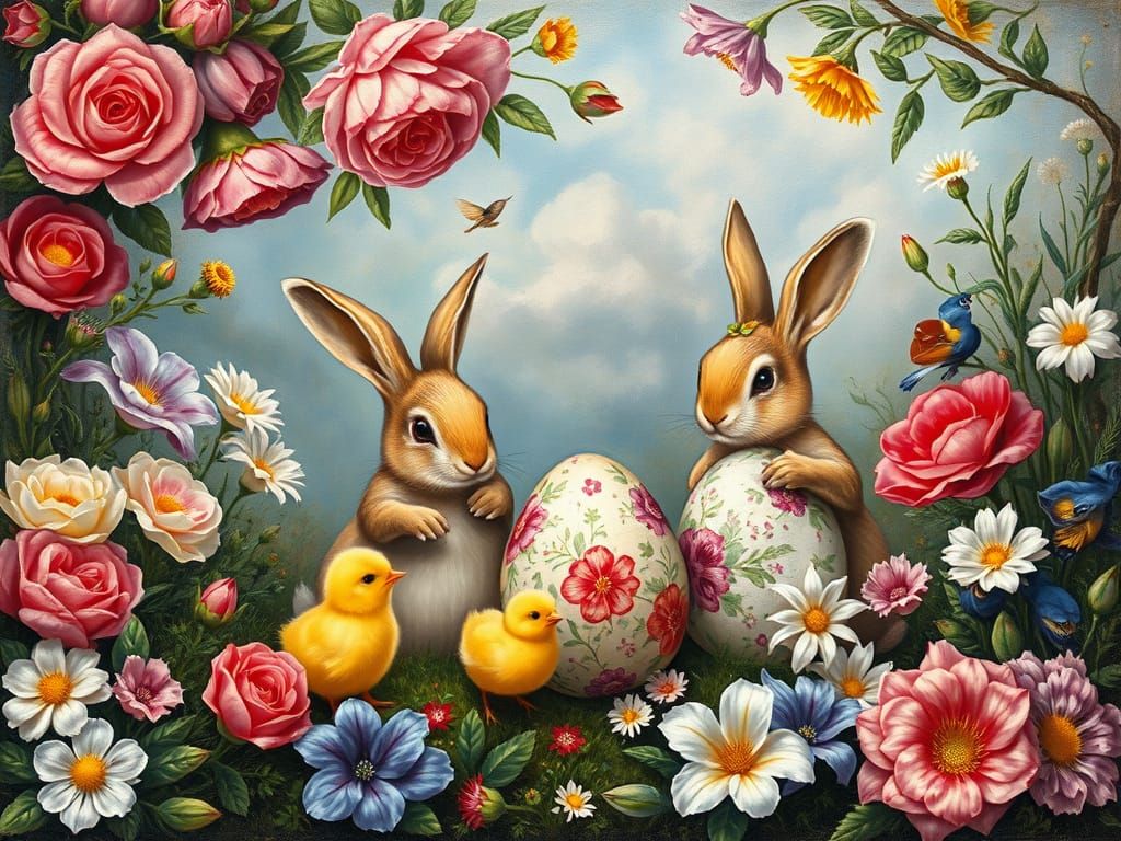 Magical Easter Landscape in Renaissance Style