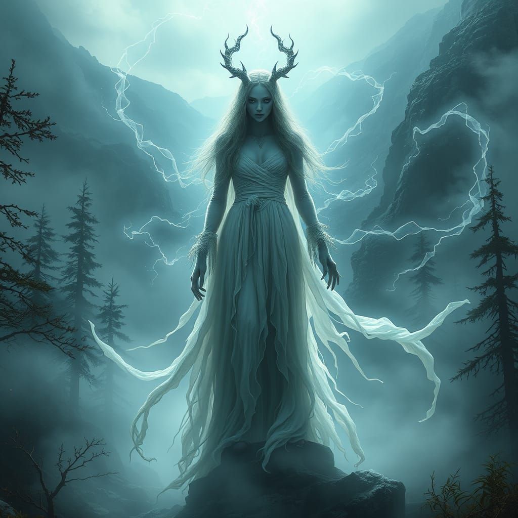 Ethereal Banshee Ritual in Misty Forest
