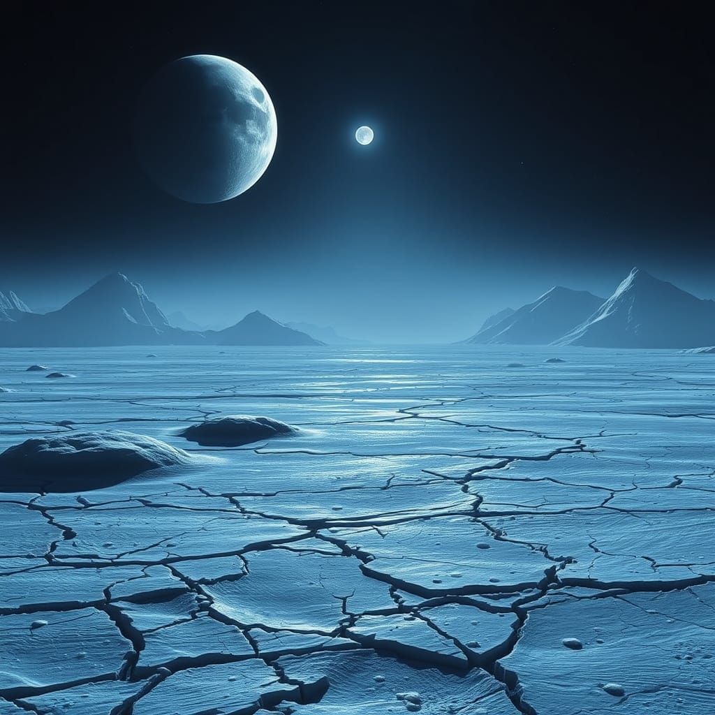Surreal Icy Moon Hides Ancient Secrets in Glacial Plains and...