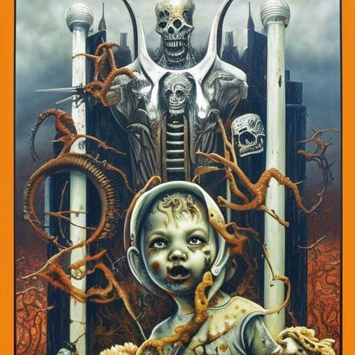 Zombiecore Devil Girl in Dystopian Wasteland