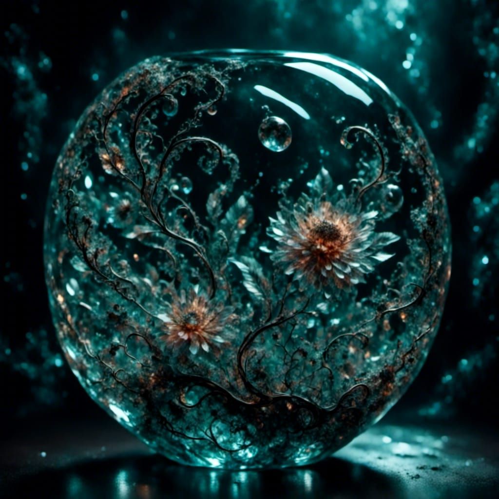 Hyperrealistic Crystal Vase Still Life in HDR