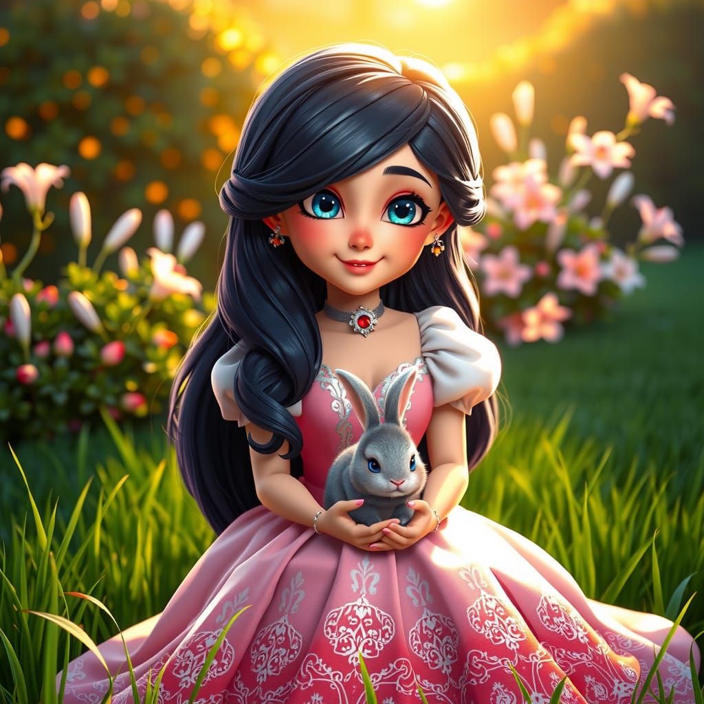 Spring Princess in Elegant Ball-Gown