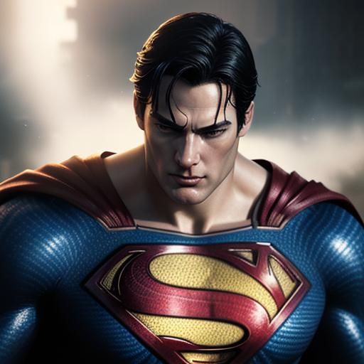 Hyperrealistic Superman Splash Art Portrait