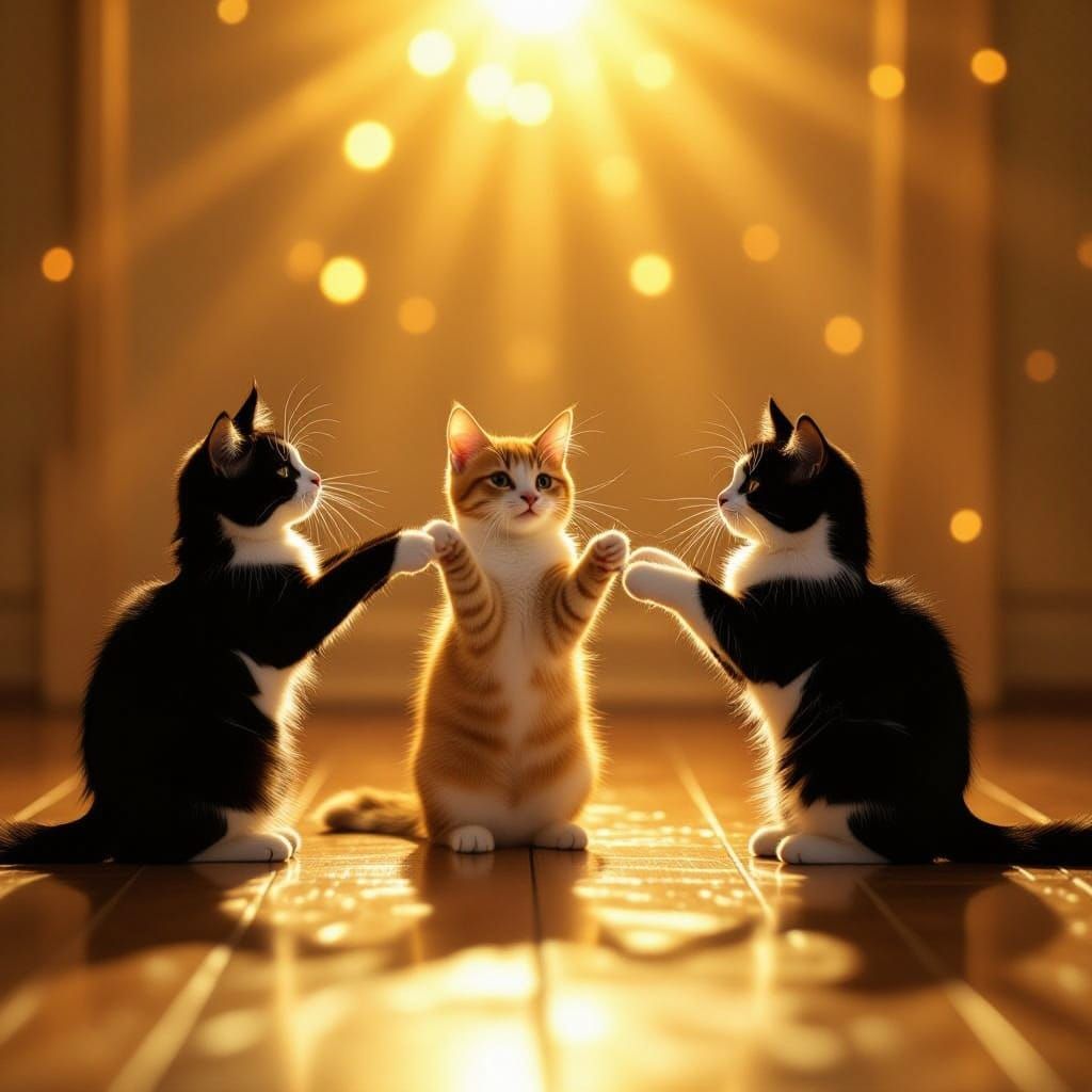 Fantastical Creatures Dance in Harmony Under Golden Light