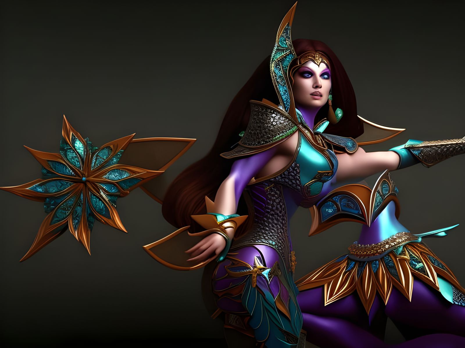 Colorful 3D Elven Harlequin Fantasy Beauty