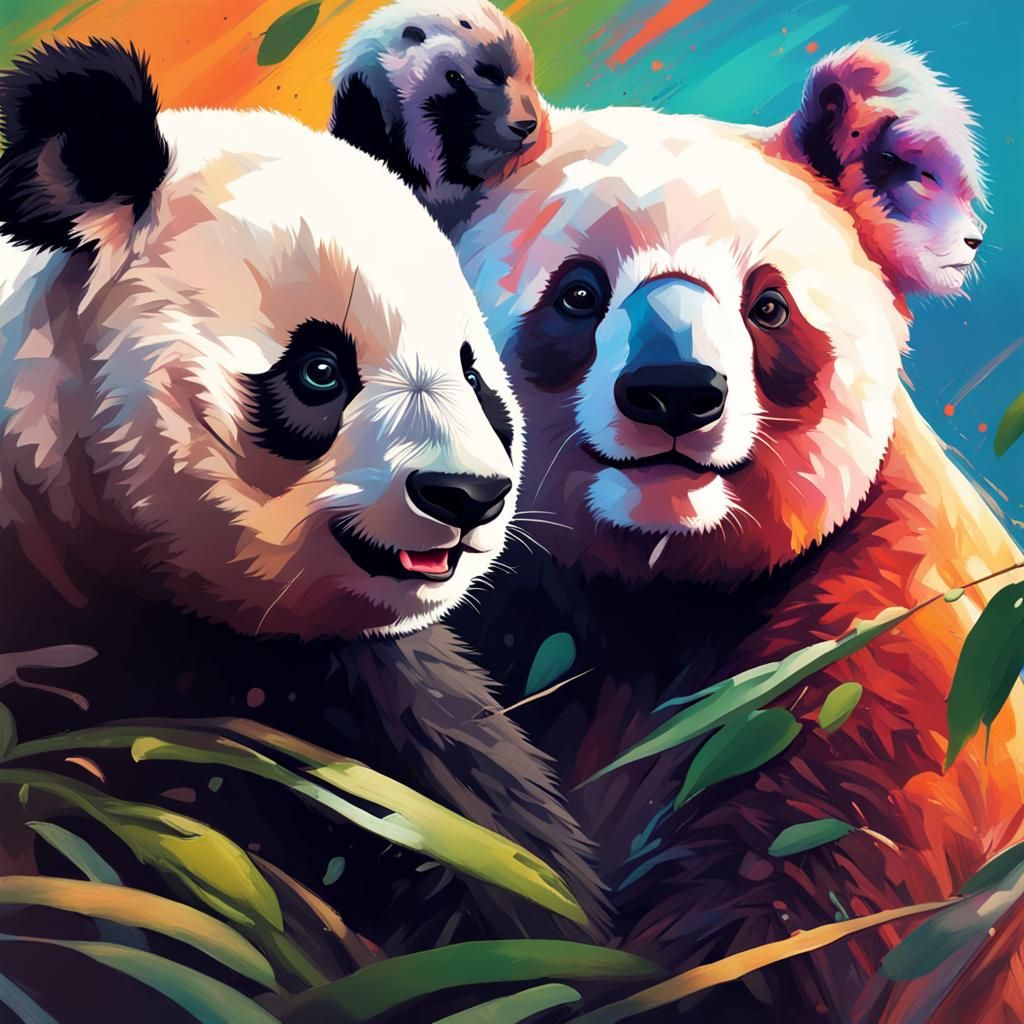 Hyperrealistic Panda and Koala Bear Portrait