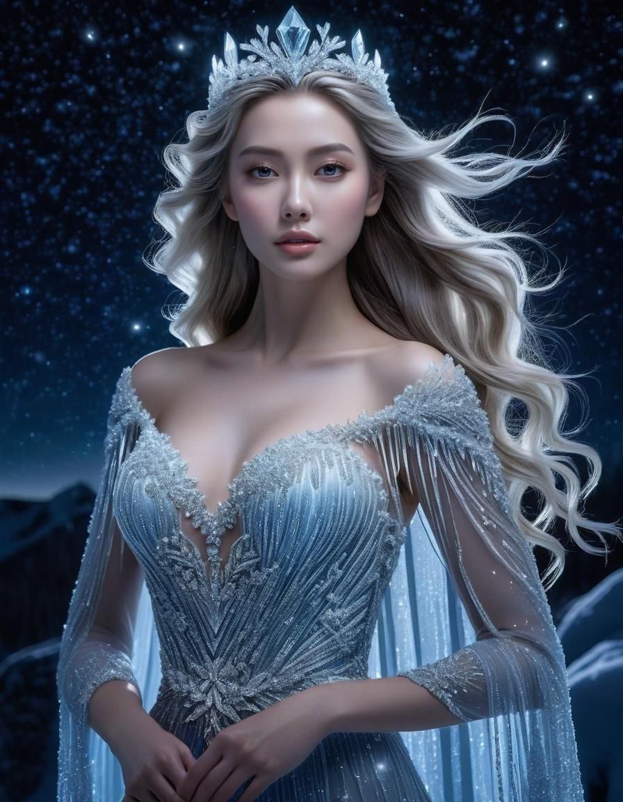 Ice Queen in Gown of Ice Crystals