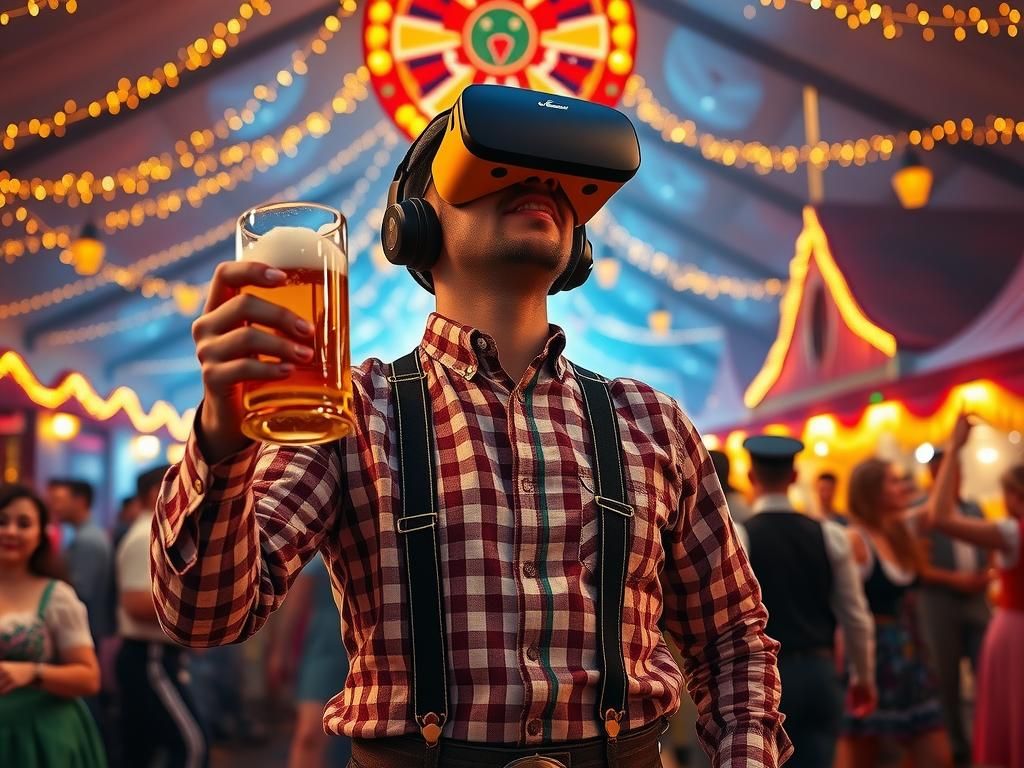 Cyberpunk Oktoberfest Revelers in Virtual Reality