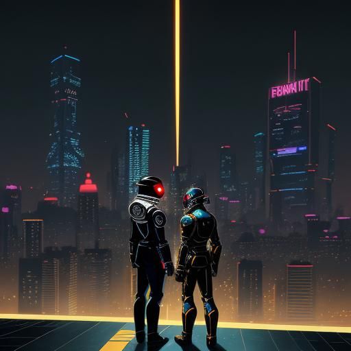 Daft Punk in Coruscant: Anime-Inspired Concept Art