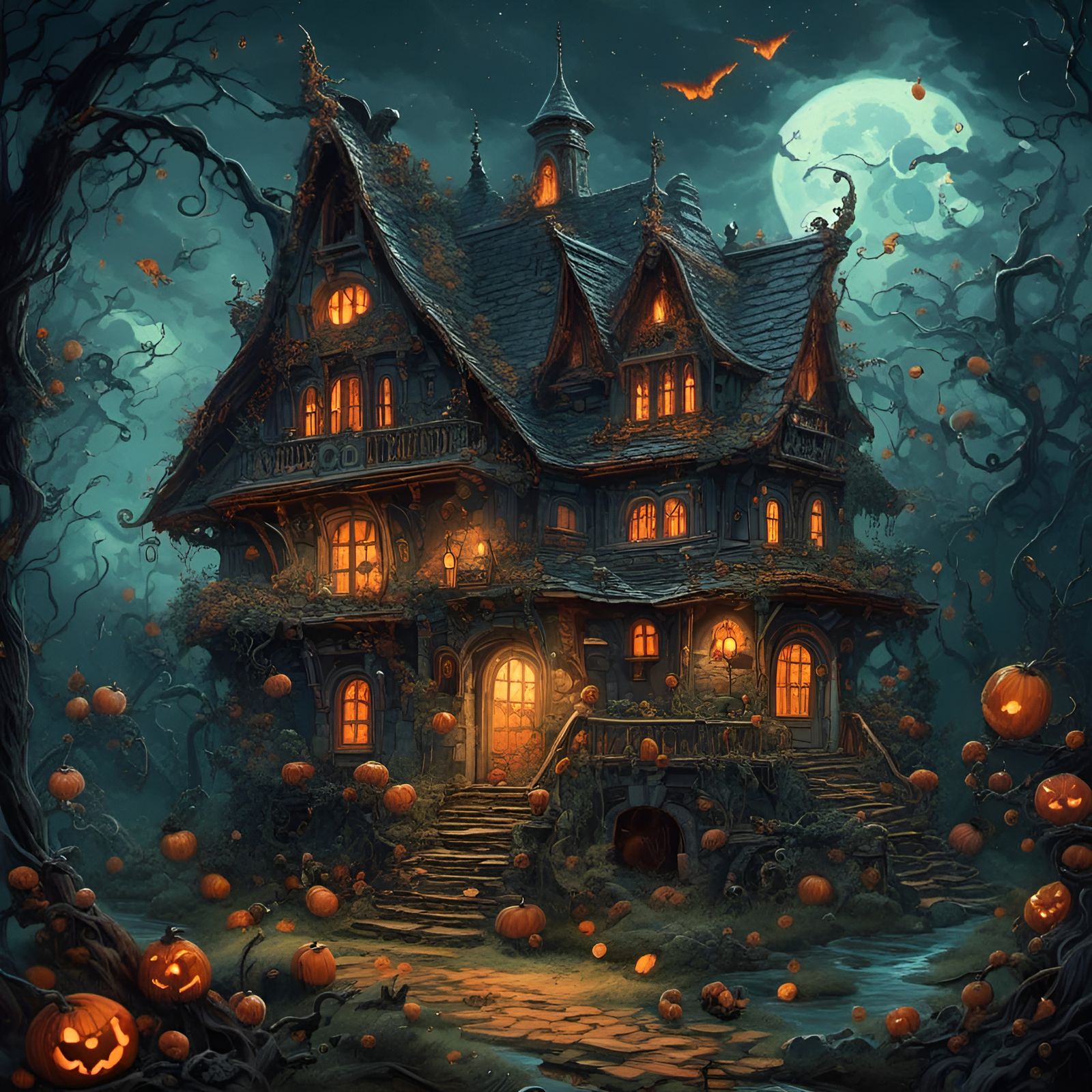 Mysterious Witch House with Breathtaking Background