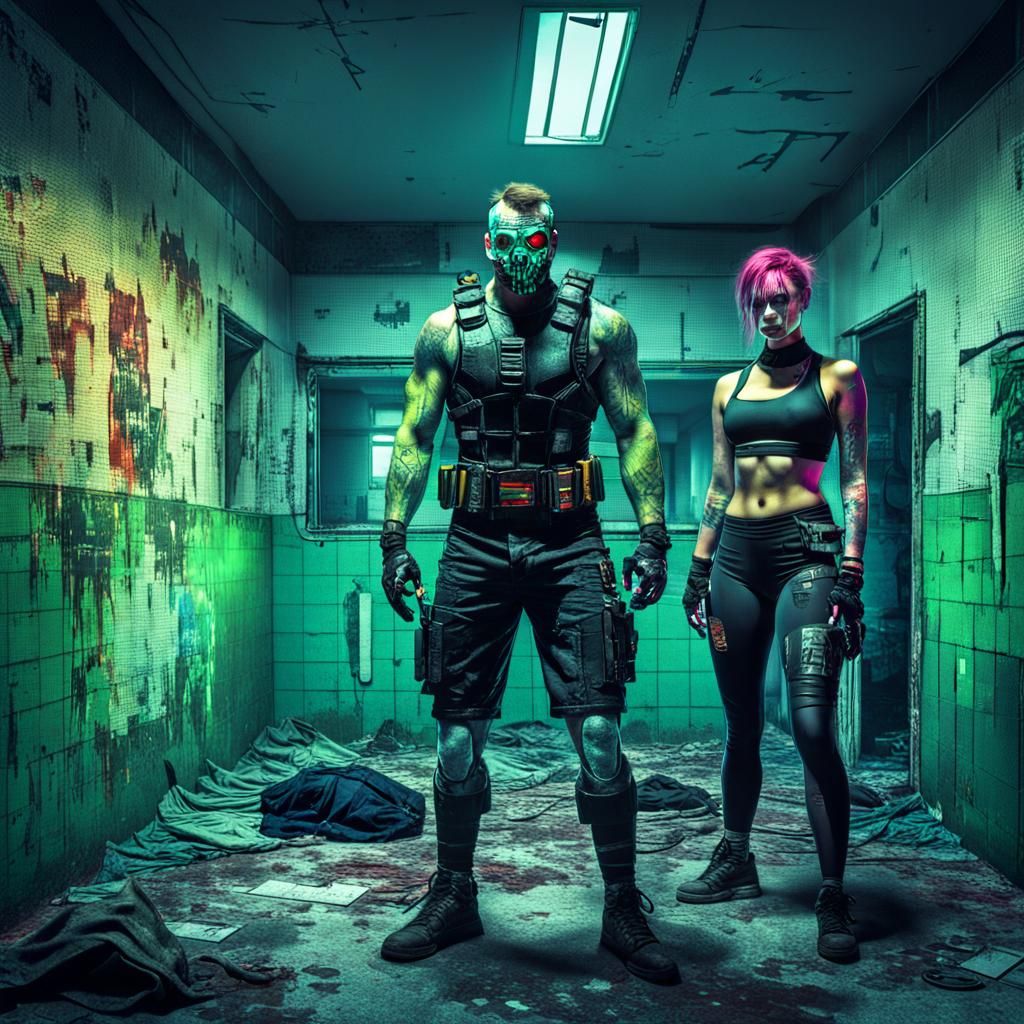 Cyberpunk Wrestlers in Abandoned Building