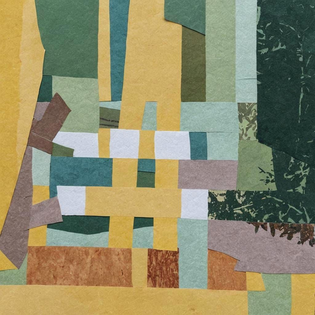 Abstract Woven Paper Art Suggests Forest