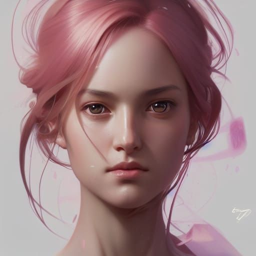 Girl with Blush in Sakura Setting: Detailed Portrait