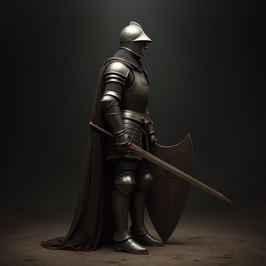 Medieval Knight Portrait with Dramatic Lighting