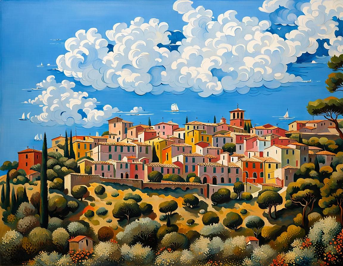Capoliveri, Elba Island: Oil Painting on Linen