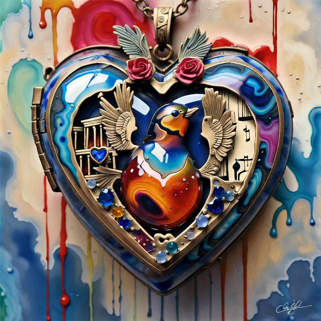 Heart Locket on Library Wall in Graffiti Art