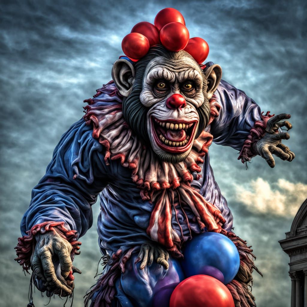 Zombie Monkey Clown Balloons Over Washington DC