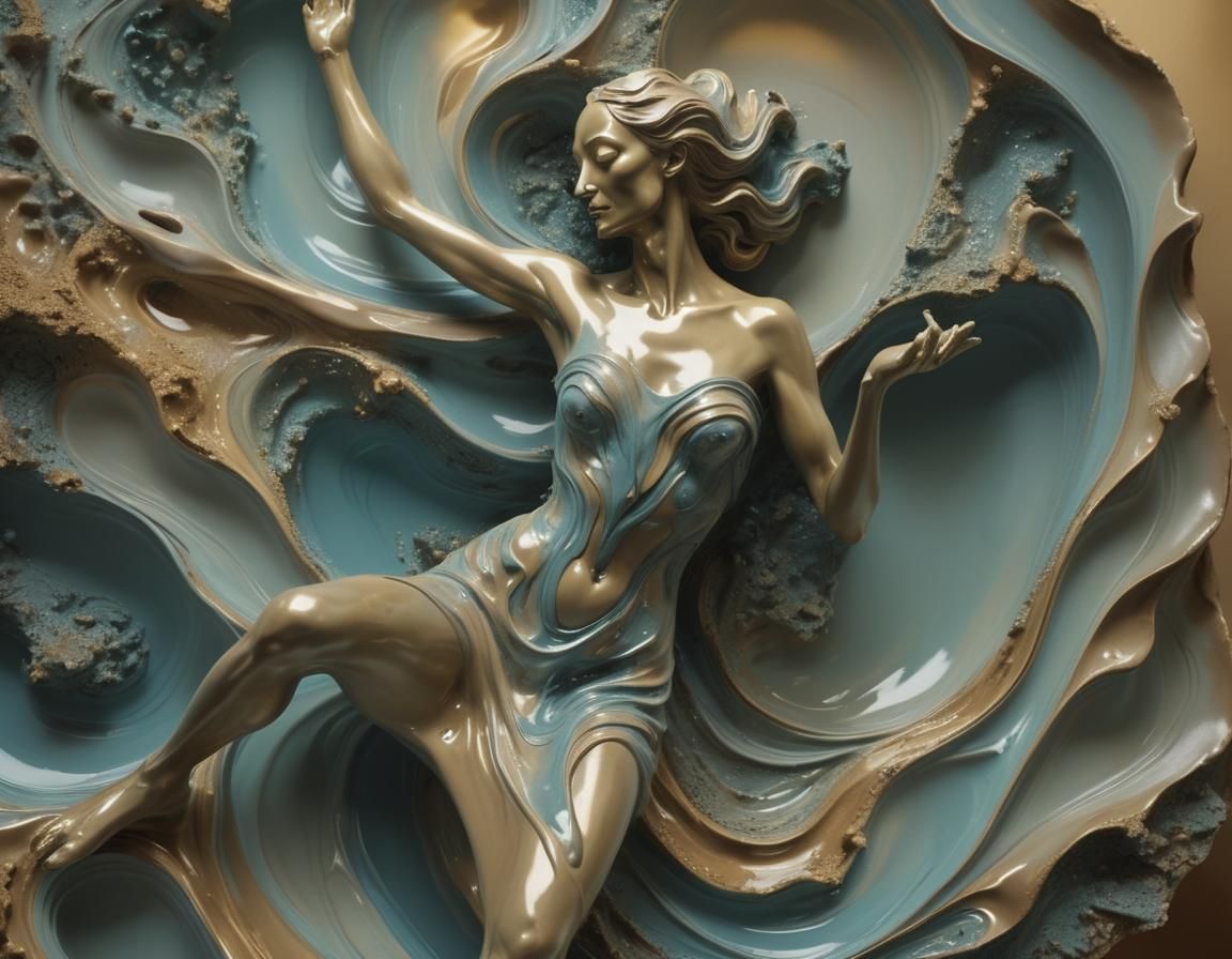 Dreamlike Clay Sculpture in Vibrant, Surrealist Art